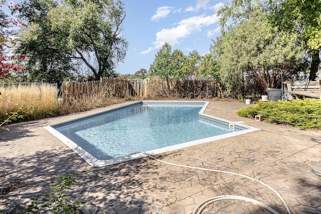 view of swimming pool featuring a patio area