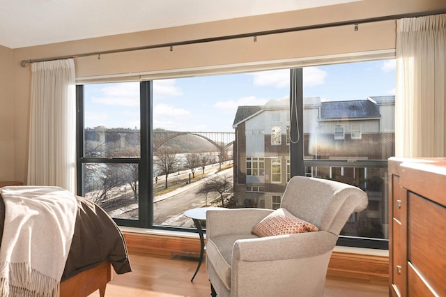 interior space with light hardwood / wood-style floors