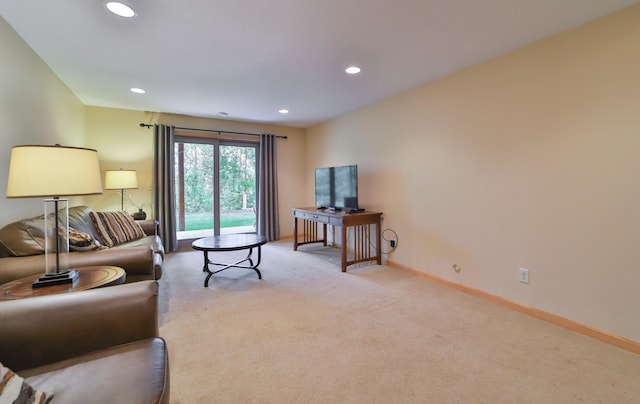 living room with light carpet