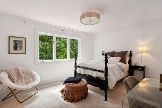 bedroom featuring carpet and ornamental molding