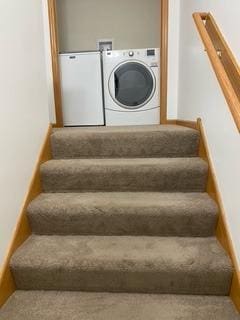 stairway with washer / clothes dryer