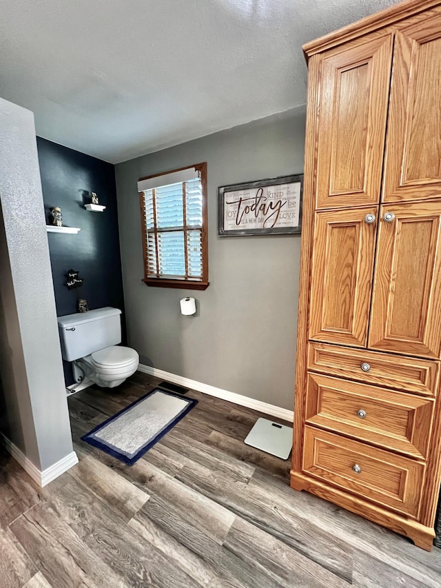 bathroom with hardwood / wood-style floors and toilet