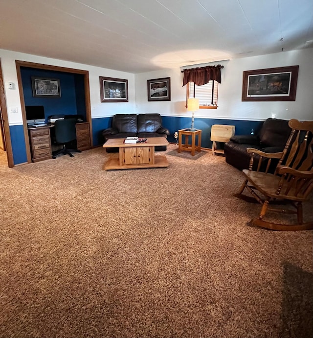 living room featuring carpet