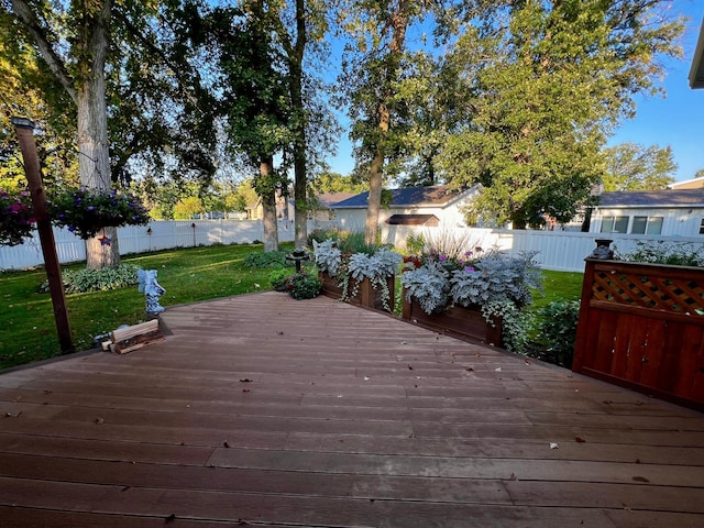 deck featuring a yard