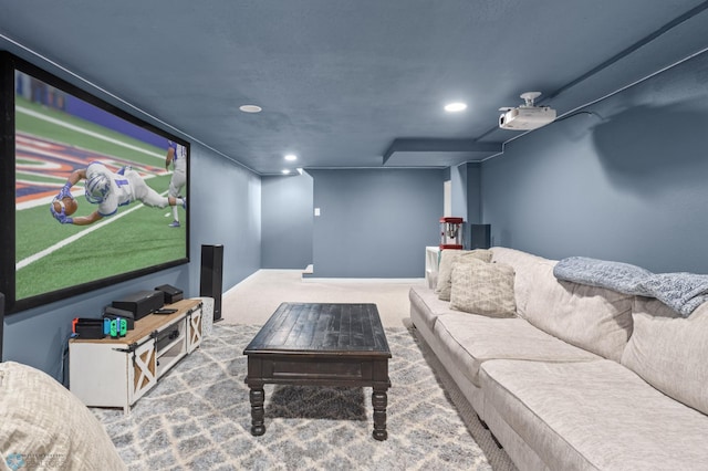 view of carpeted home theater