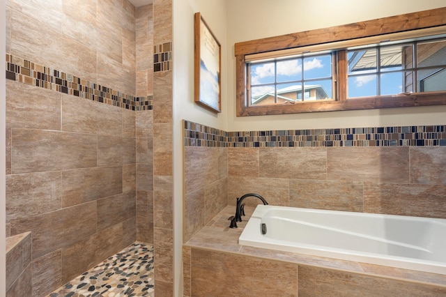 bathroom with plus walk in shower