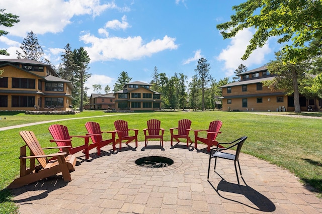 view of patio featuring an outdoor fire pit