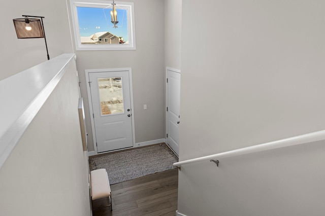 foyer with dark wood-type flooring