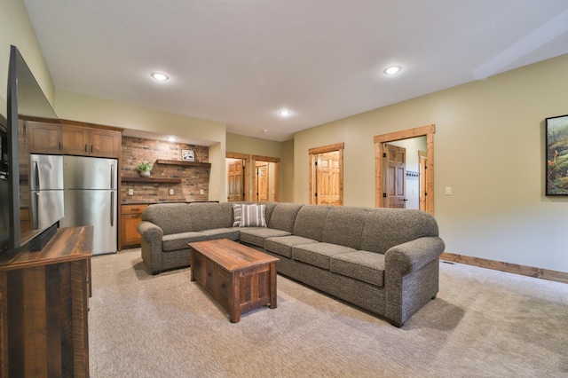 living room with light carpet