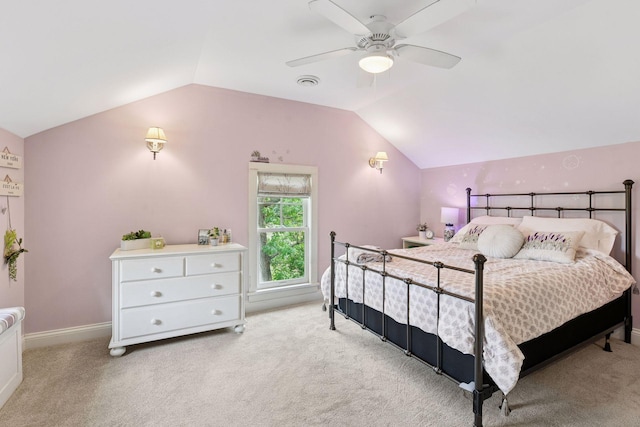 20390 Linwood Rd, Deephaven, MN 55331 - bedroom with light carpet, lofted ceiling, and ceiling fan