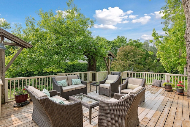 20390 Linwood Rd, Deephaven, MN 55331 - wooden deck featuring an outdoor living space
