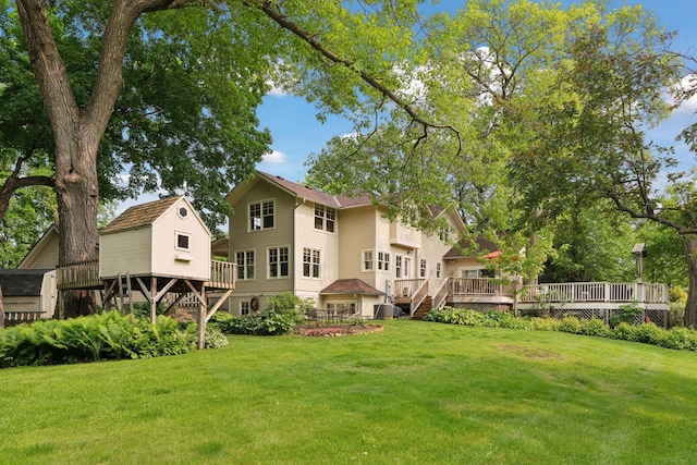 20390 Linwood Rd, Deephaven, MN 55331 - view of grassy yard featuring a deck