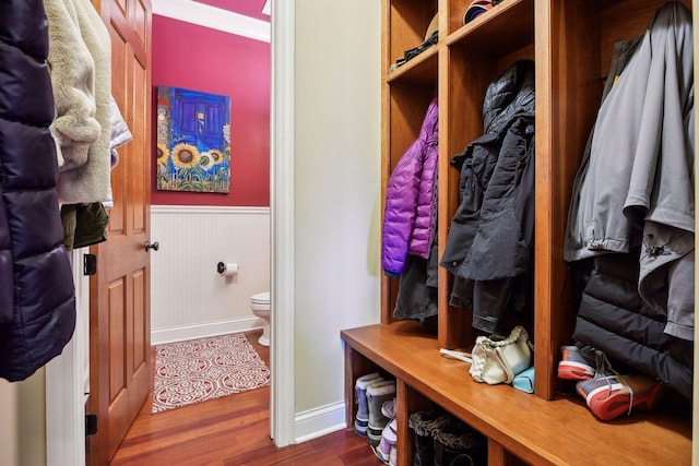 mudroom featuring hardwood / wood-style floors