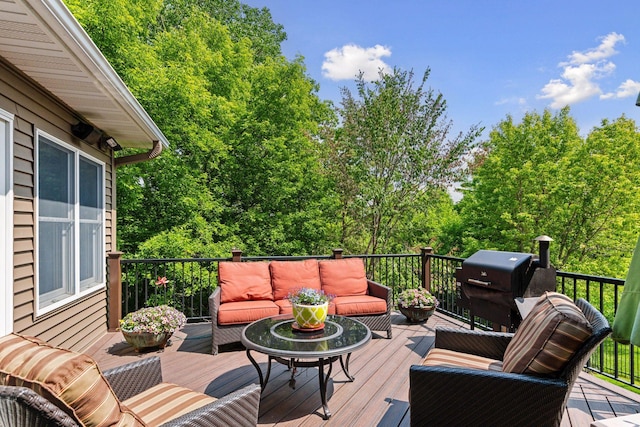8615 Kelzer Pond Dr, Victoria, MN 55386 - deck with an outdoor living space and area for grilling