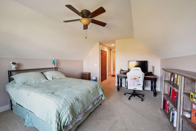 8615 Kelzer Pond Dr, Victoria, MN 55386 - carpeted bedroom with vaulted ceiling and a ceiling fan
