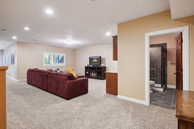 8615 Kelzer Pond Dr, Victoria, MN 55386 - carpeted living area with baseboards and recessed lighting
