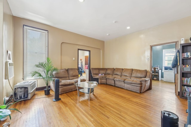 living room featuring light hardwood / wood-style floors