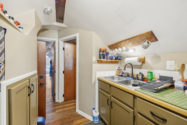 kitchen featuring dark hardwood / wood-style flooring and sink