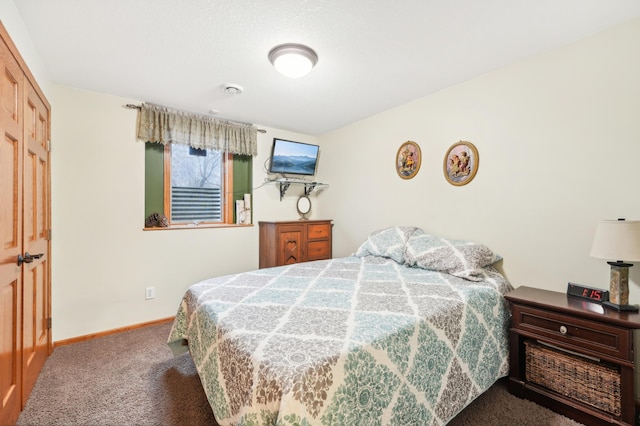 bedroom featuring a closet and carpet flooring