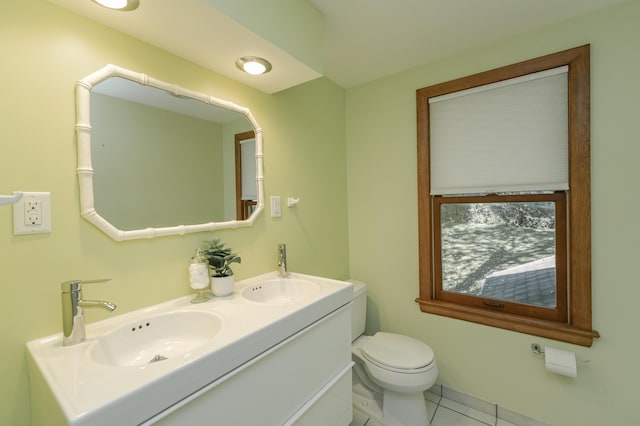 bathroom featuring vanity, toilet, and tile patterned floors