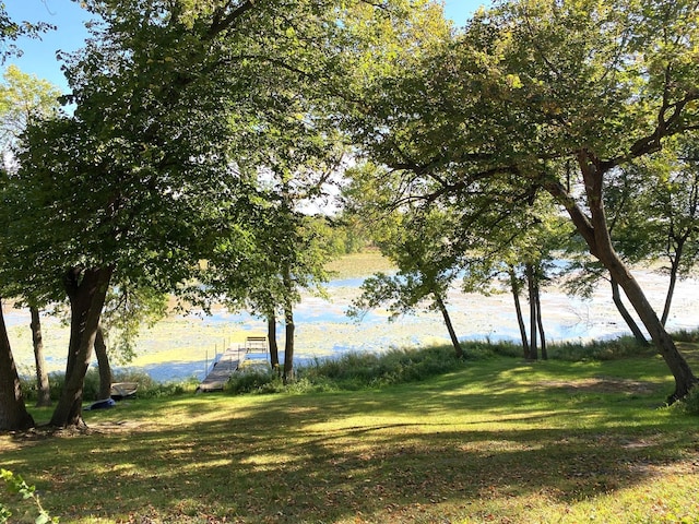 view of yard with a water view