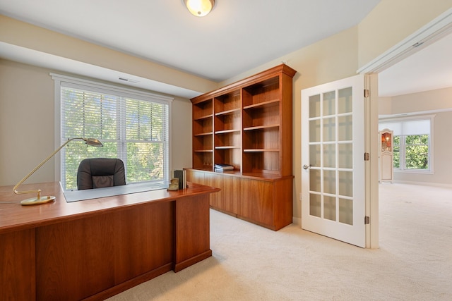 unfurnished office with light carpet and a healthy amount of sunlight