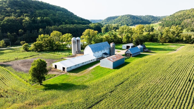 aerial view featuring a rural view