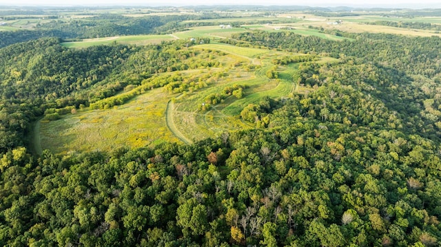 birds eye view of property with a rural view