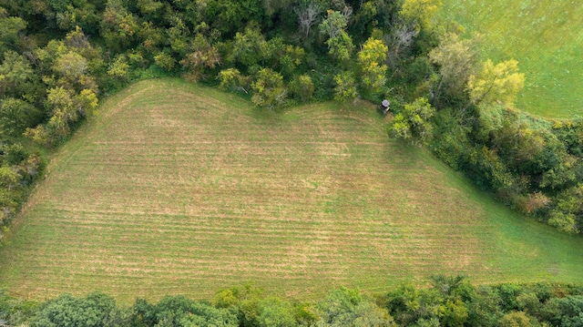 birds eye view of property with a rural view