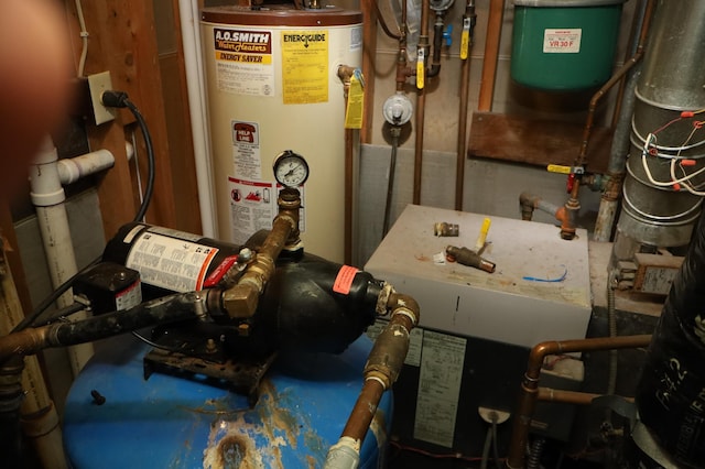 utility room with water heater