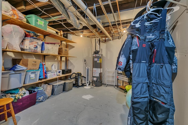 storage room featuring water heater