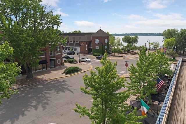 exterior space featuring a water view