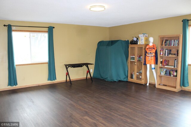 misc room with dark wood-type flooring