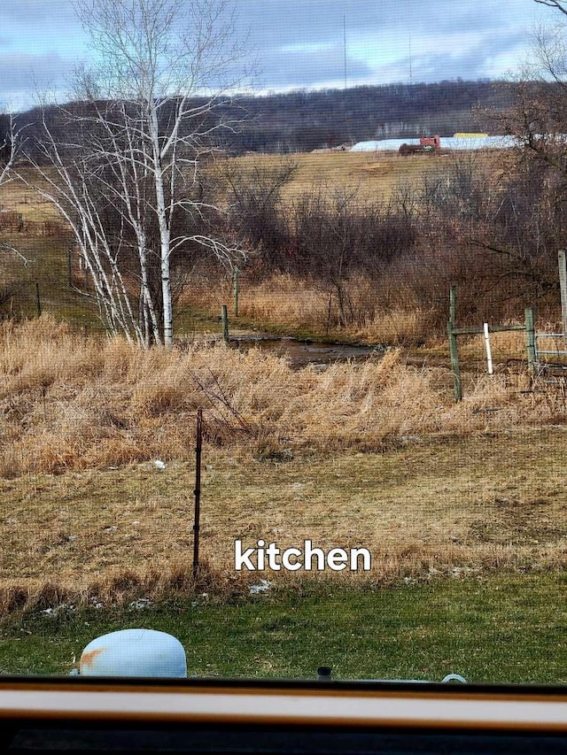 view of yard with a rural view