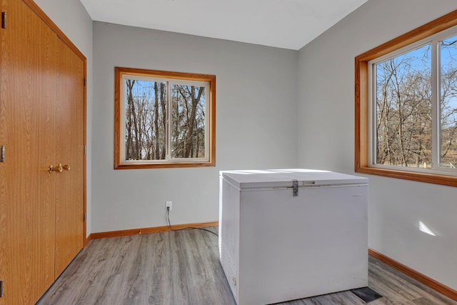 interior space with light hardwood / wood-style flooring