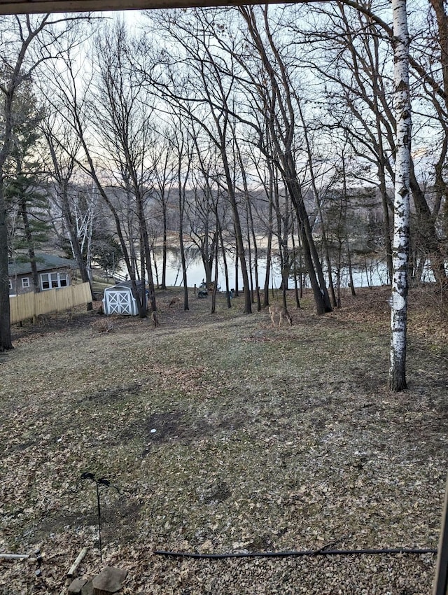 view of yard with a water view