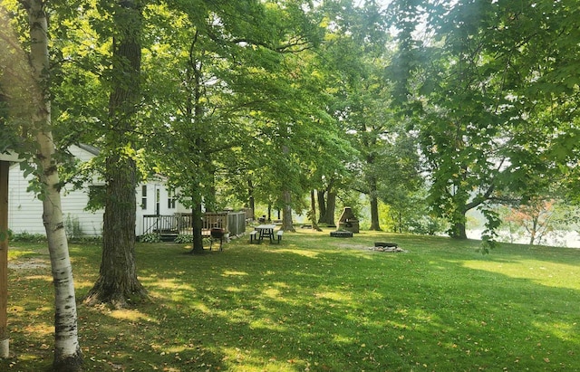 view of yard featuring a deck