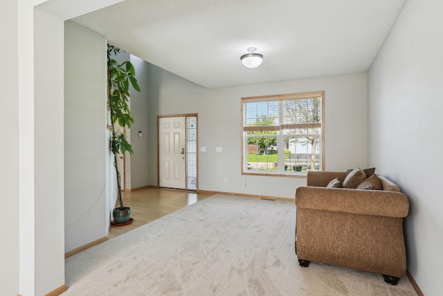 sitting room with wood-type flooring