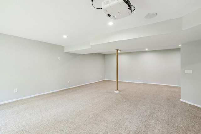 basement with carpet floors