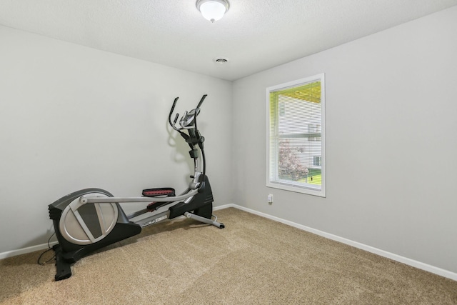 workout area featuring carpet