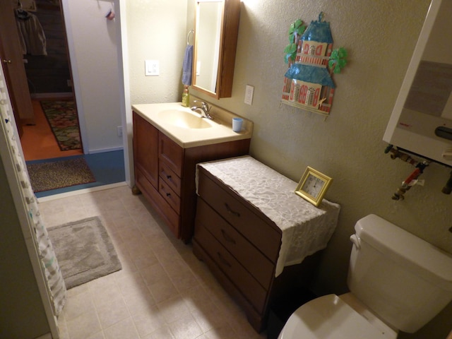 49215 Middle Leaf Rd, Henning, MN 56551 - bathroom with toilet, vanity, and a textured wall
