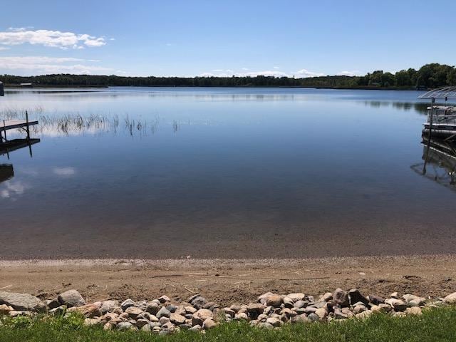 view of dock featuring a water view