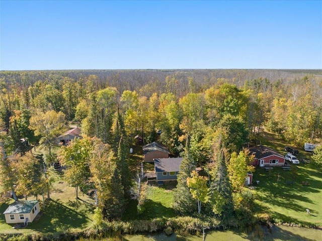 drone / aerial view with a forest view