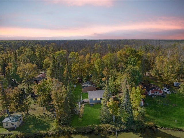 view of aerial view at dusk