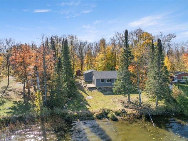 drone / aerial view with a forest view