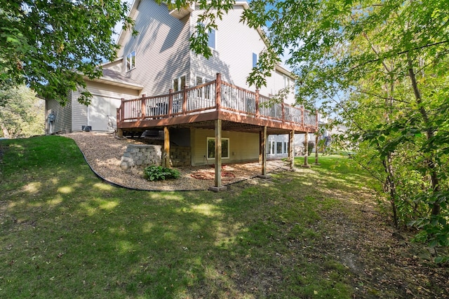 view of yard featuring a deck