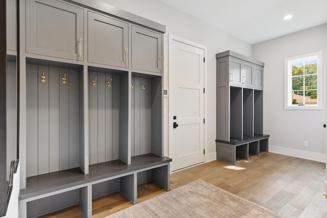 mudroom with light wood-type flooring