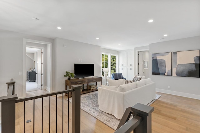 living room featuring light hardwood / wood-style flooring