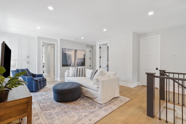 living room featuring light wood-type flooring