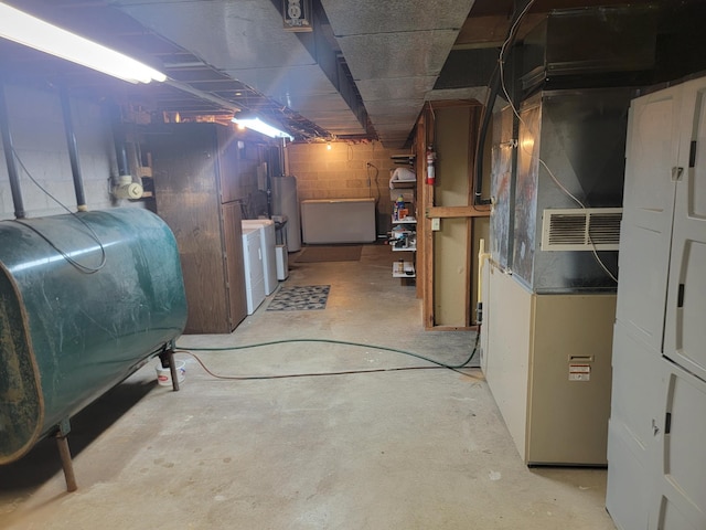 basement with gas water heater